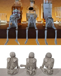 Halloween Decorations Indoor Skeleton Statues See Speak Hear No Evil Figurines F
