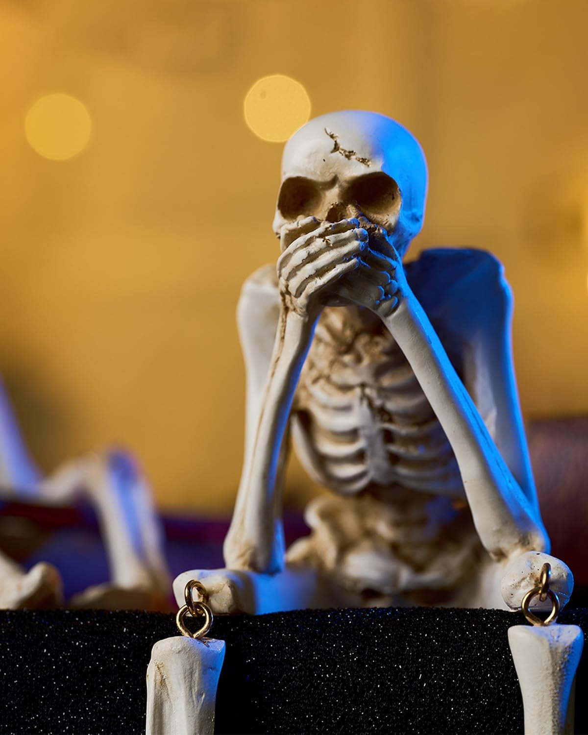 Halloween Decorations Indoor Skeleton Statues See Speak Hear No Evil Figurines F