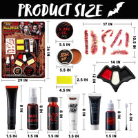 18 Pcs Halloween Makeup Kit,Halloween Family Makeup Set Face Painting Kit with Liquid Blood Gel,Fake Blood and More for Zombie Vampire Cosplay for Adult Kids