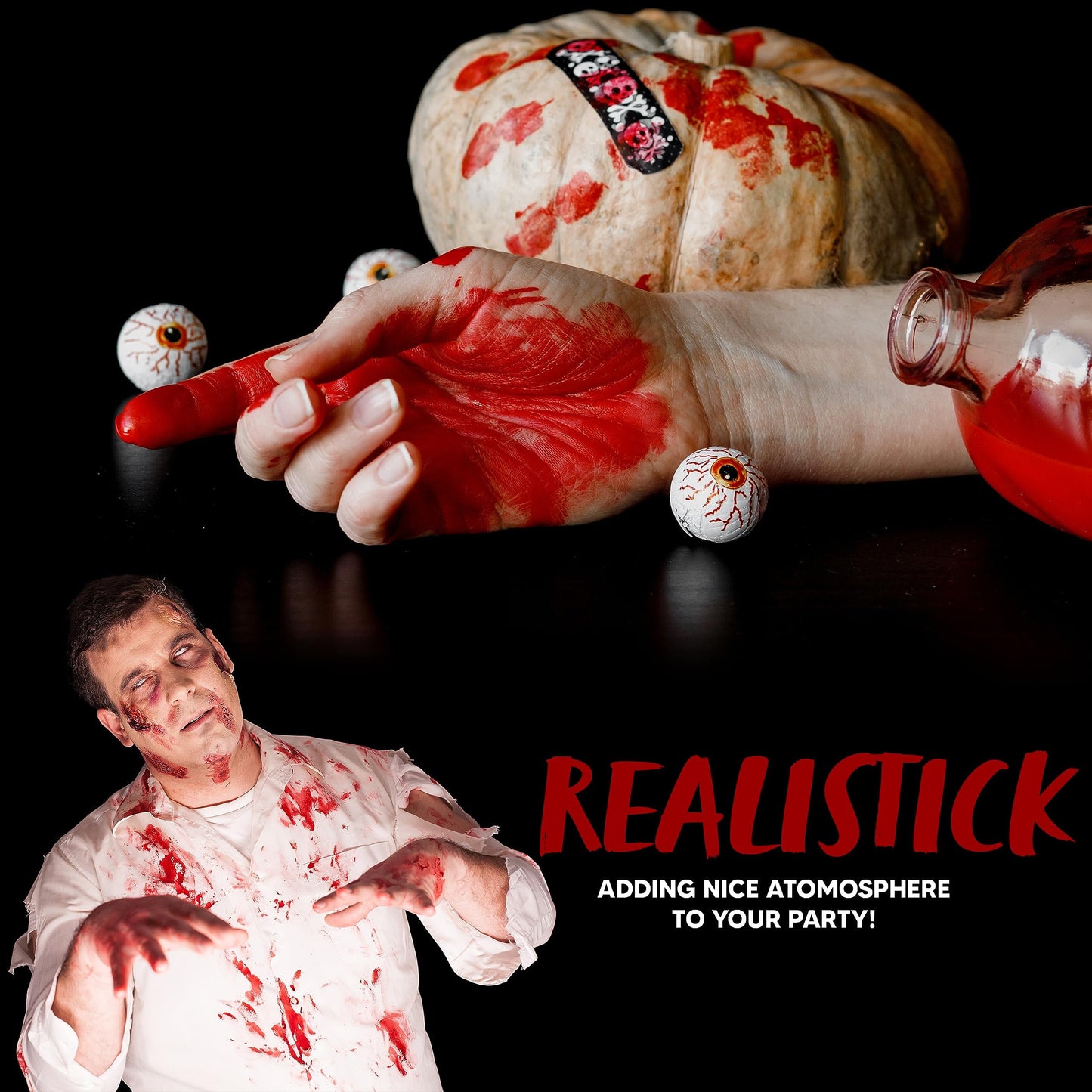 18 Pcs Halloween Makeup Kit,Halloween Family Makeup Set Face Painting Kit with Liquid Blood Gel,Fake Blood and More for Zombie Vampire Cosplay for Adult Kids