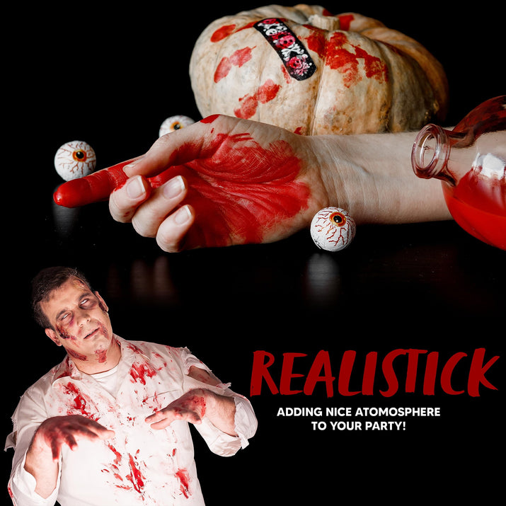 18 Pcs Halloween Makeup Kit,Halloween Family Makeup Set Face Painting Kit with Liquid Blood Gel,Fake Blood and More for Zombie Vampire Cosplay for Adult Kids