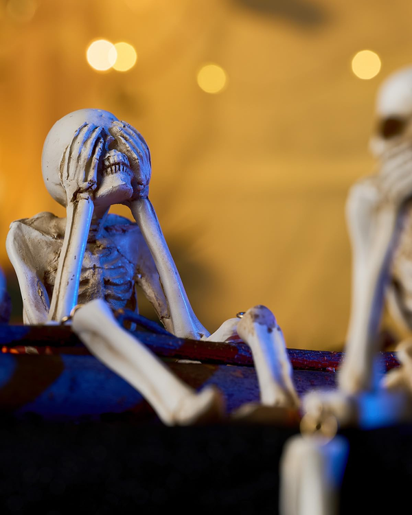 Halloween Decorations Indoor Skeleton Statues See Speak Hear No Evil Figurines F