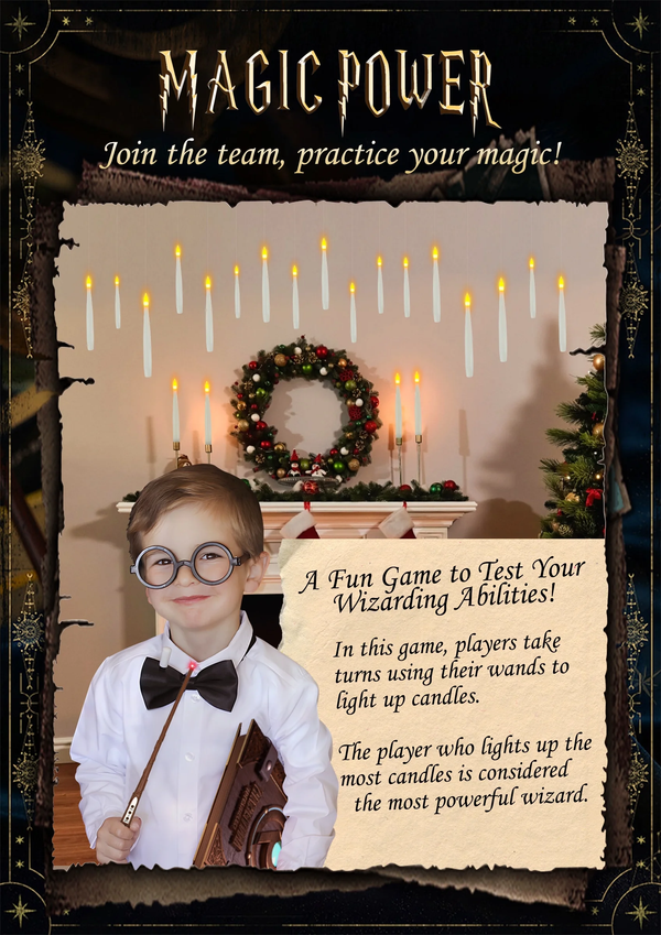 Floating Candles with Wand 20PCS Harry Potter Magic Hanging Candles Warm Light Battery Operated for Valentine'S Day Gift Party Decor