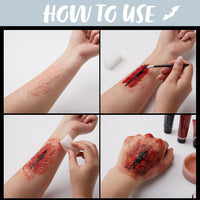 18 Pcs Halloween Makeup Kit,Halloween Family Makeup Set Face Painting Kit with Liquid Blood Gel,Fake Blood and More for Zombie Vampire Cosplay for Adult Kids