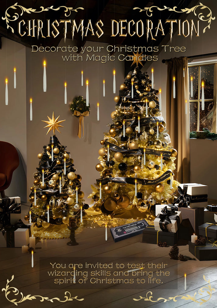 Floating Candles with Wand 20PCS Harry Potter Magic Hanging Candles Warm Light Battery Operated for Valentine'S Day Gift Party Decor