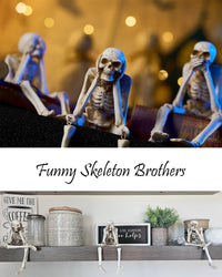 Halloween Decorations Indoor Skeleton Statues See Speak Hear No Evil Figurines F